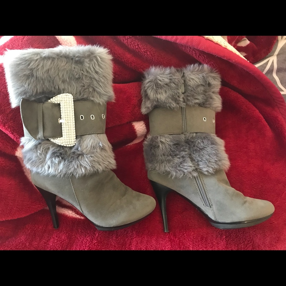 Selina Brand Furry Heel Boots